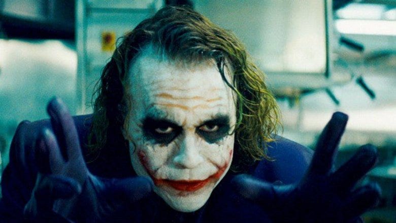 A headshot of Heath Ledger as the Joker in “The Dark Knight”